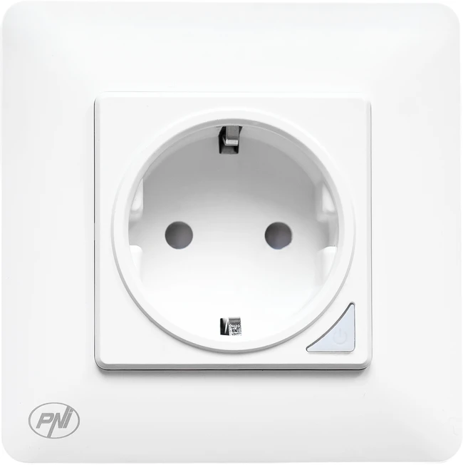PNI SmartHome WP850 WiFi išmanusis kištukinis lizdas, montuojamas į sieną, valdymas internetu, skirta Tuya Smart programėlė, suderinamas su Amazon Alexa ir Google Home