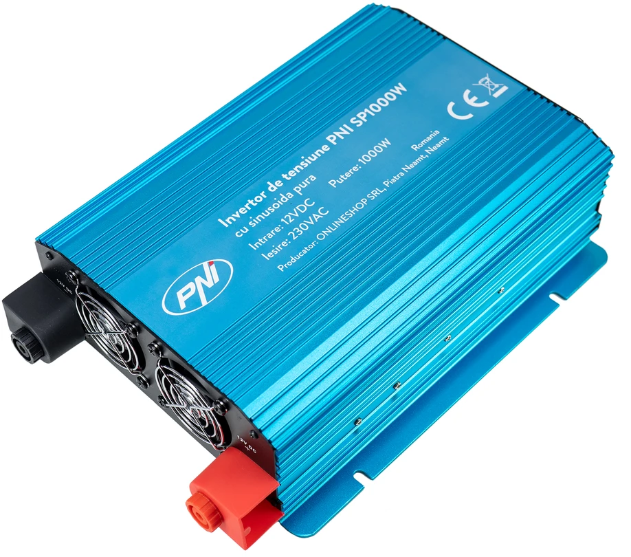 PNI SP1000W įtampos keitiklis su gryna sinusine banga, 12V maitinimo šaltinis