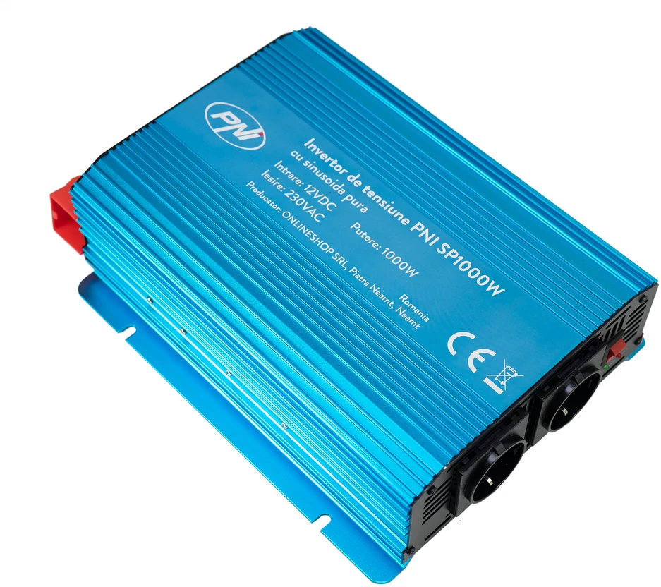 PNI SP1000W įtampos keitiklis su gryna sinusine banga, 12V maitinimo šaltinis