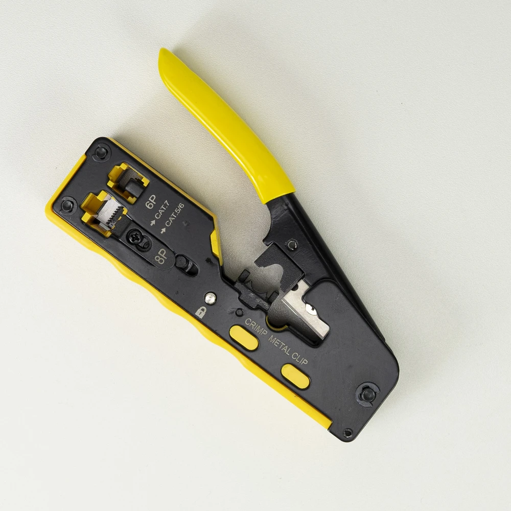 PNI SR7 replės kabelių kirpimui, izoliacijos nuėmimui ir RJ12, RJ45 CAT5, CAT6, CAT7, CAT8 jungčių užspaudimui