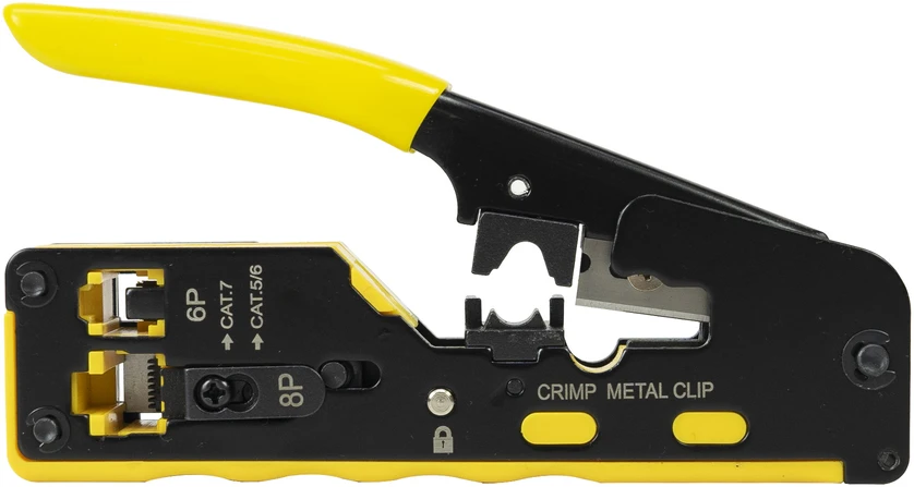 PNI SR7 replės kabelių kirpimui, izoliacijos nuėmimui ir RJ12, RJ45 CAT5, CAT6, CAT7, CAT8 jungčių užspaudimui