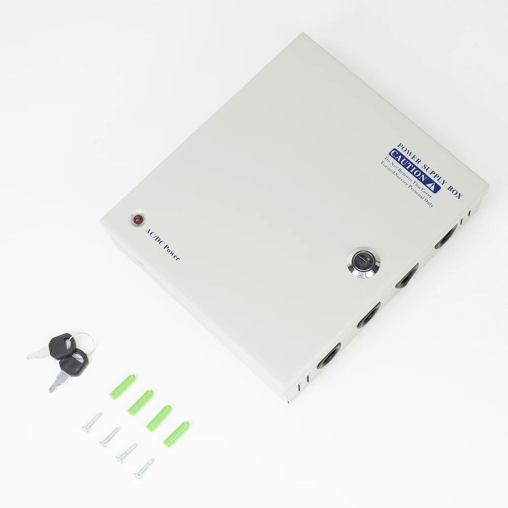 PNI STC15.2A vaizdo stebėjimo maitinimo šaltinis metalinėje dėžutėje, 12V 15A 180W, 9 išėjimai