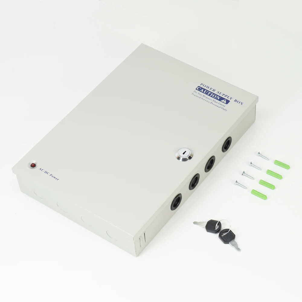PNI STC30.2A vaizdo stebėjimo maitinimo šaltinis metalinėje dėžutėje 12V 30A 360W, 18 išėjimų
