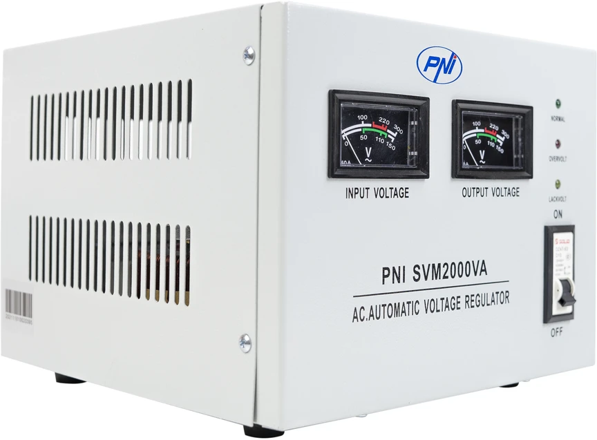 PNI SVM2000VA įtampos stabilizatorius su servovarikliu, 1600W, 7.2A, 230V išėjimas