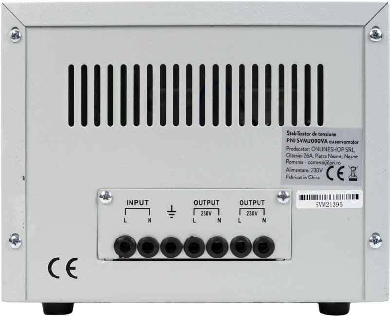 PNI SVM2000VA įtampos stabilizatorius su servovarikliu, 1600W, 7.2A, 230V išėjimas