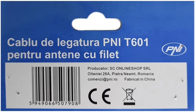 PNI T601 su sriegine jungtimi antenoms turi PL259 lizdą 528cm