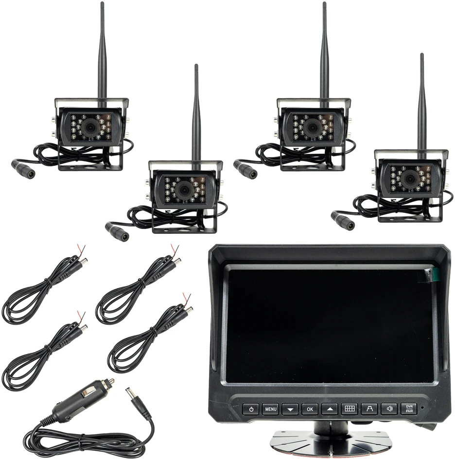 PNI TRK504 belaidžio vaizdo stebėjimo rinkinys sunkvežimiams su DVR, LCD monitoriumi ir 4 kameromis