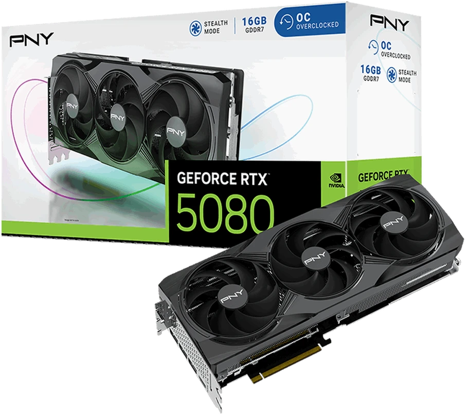 Vaizdo plokštė PNY GeForce RTX 5080 Triple Fan 16GB OC DLSS 4