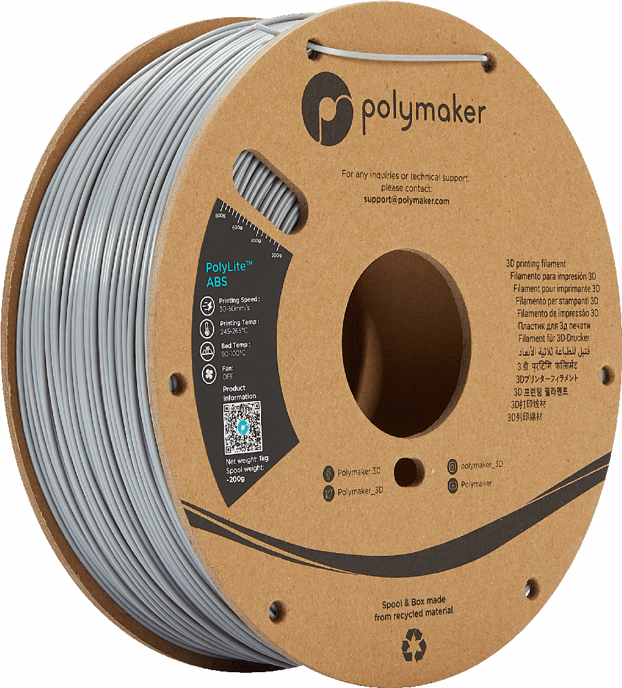 Polymaker PolyLite ABS - 3kg - 1.75mm - Pilkas