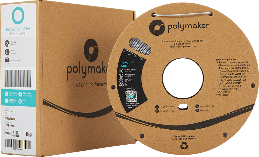 Polymaker PolyLite ABS - 3kg - 1.75mm - Pilkas