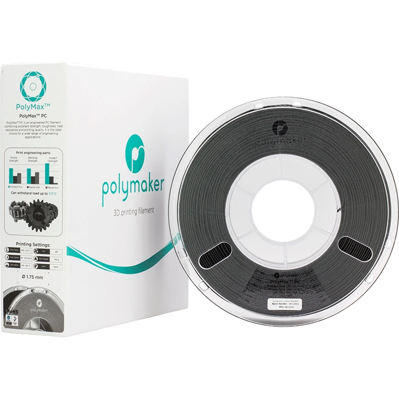 Polymaker PolyMax Tough PC - 3kg - 1.75mm - Juodas