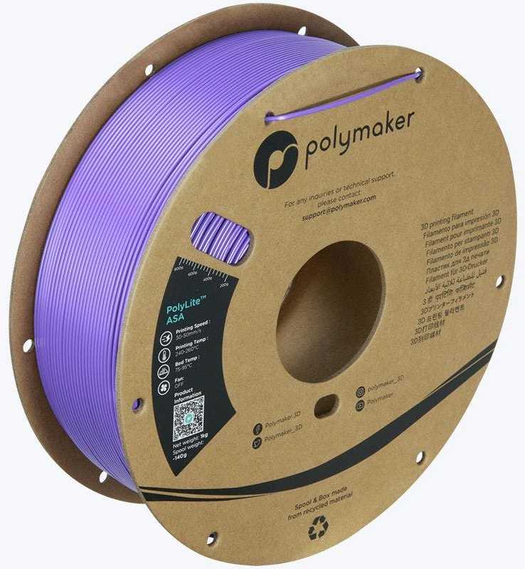 Polymaker PolyLite ASA - 3kg - 1.75mm - Juodas
