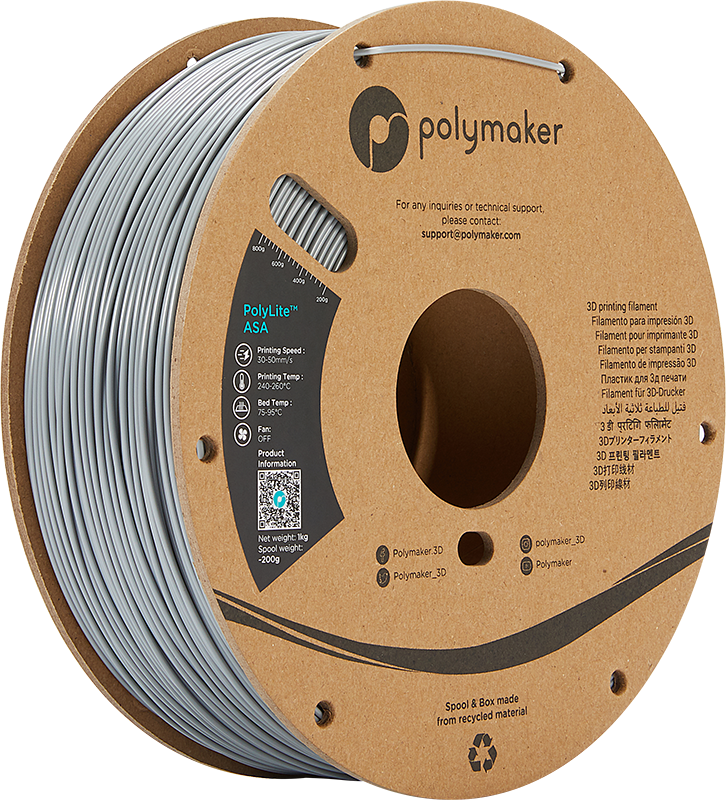 Polymaker PolyLite ASA - 3kg - 1.75mm - Juodas