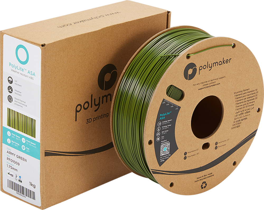 Polymaker PolyLite ASA - 3kg - 1.75mm - Juodas