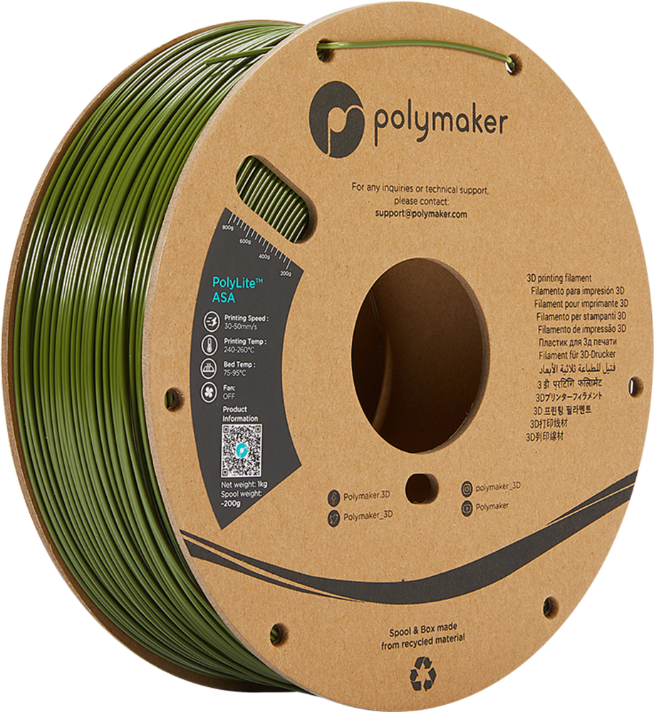 Polymaker PolyLite ASA - 3kg - 1.75mm - Juodas