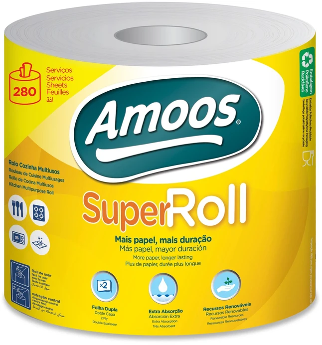 Popieriniai rankšluosčiai AMOOS Super Roll, 2 sluoksniai, 1vnt.
