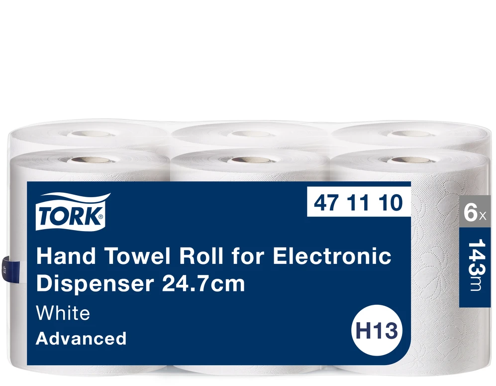 Rankų valymo popierius TORK elektriniams dozatoriams, 471110, 24.7 cm x 143 m, 2 sl., balta sp.