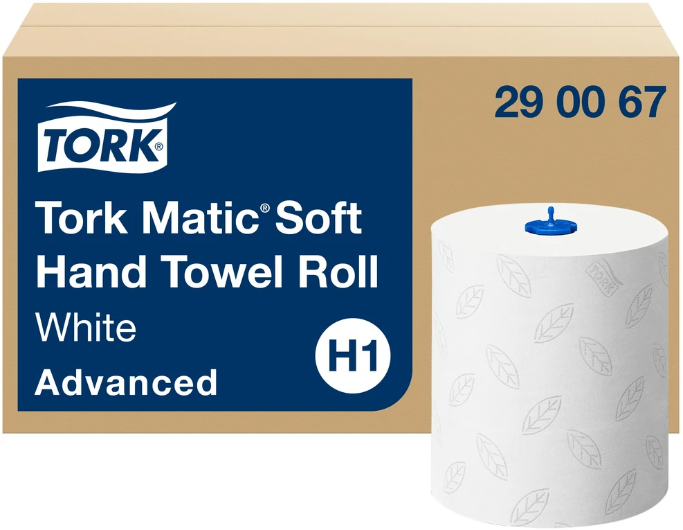 Popieriniai rankšluosčiai Tork Matic Soft Advanced H1 (290067), 2 sluoksniai, baltos spalvos, 150m, 612 lapelių