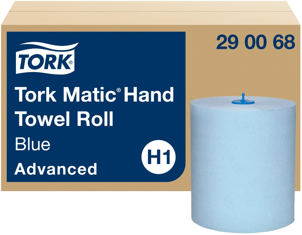 Mėlyna Popieriniai rankšluosčiai Tork Matic Soft Mėlyna Advanced H1 (290068), 2 sluoksniai, melsvos spalvos, 150m, 612 lapelių