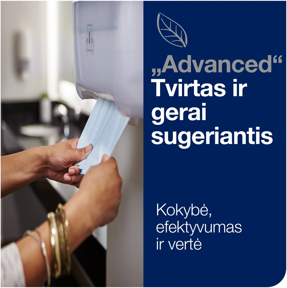 Mėlyna Popieriniai rankšluosčiai Tork Matic Soft Mėlyna Advanced H1 (290068), 2 sluoksniai, melsvos spalvos, 150m, 612 lapelių