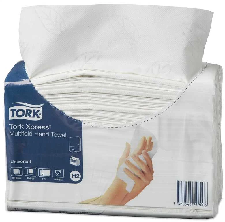 Popieriniai rankšluosčiai Tork Xpress Multifold Universal H2 (471103), 2 sluoksnių, balti, 190 lapelių