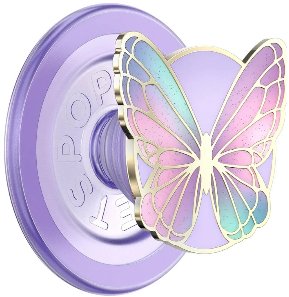 PopSockets Enamel Butterfly Prism MagSafe phone grip and stand lavender