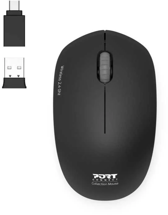 Pelė Port Designs PORT CONNECT laidas COLLECTION, USB-A ir USB-C, 2.4Ghz, 1600DPI, Graphite