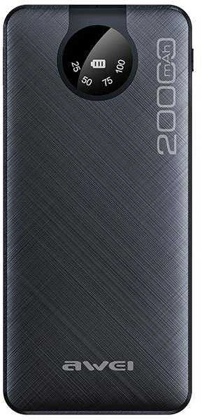 AWEI PowerBank P134K 20000mAh juodos spalvos ekranas + USB/PD/Lightning/MicroUSB laidai
