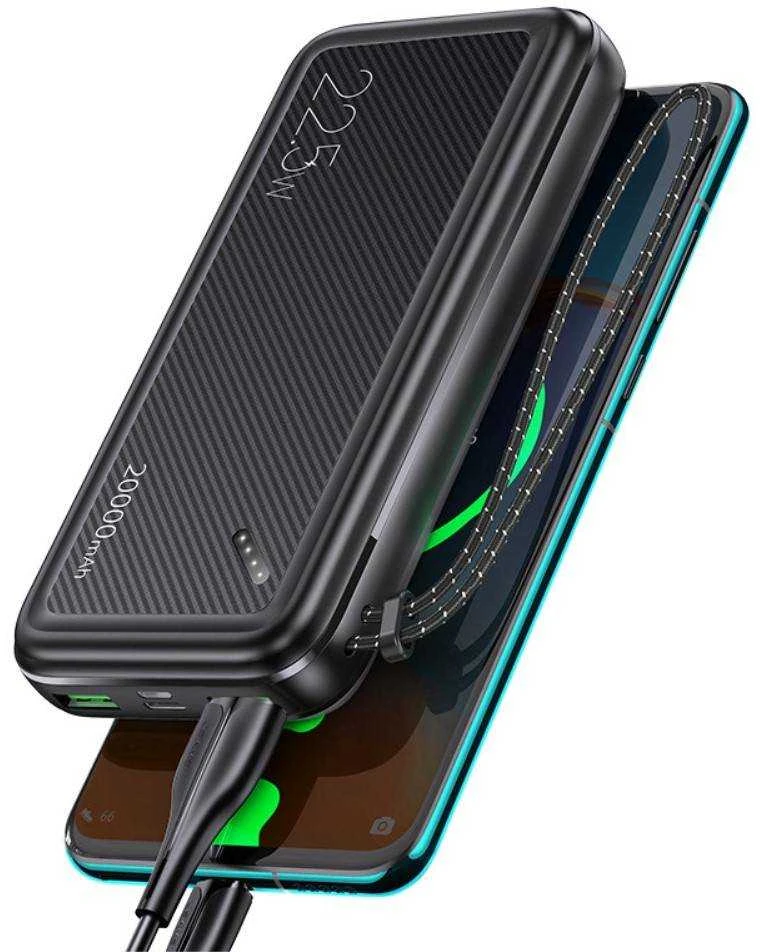 Powerbank 20000mAh PB60 22.5W 2xUSB QC3.0 + USB-C PD3.0 + Micro USB External Baterija Fast Charge Usams US-CD168 juodos spalvos