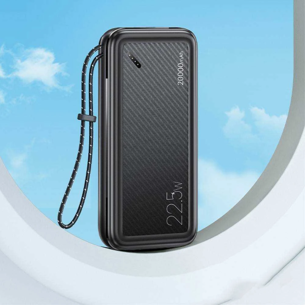 Powerbank 20000mAh PB60 22.5W 2xUSB QC3.0 + USB-C PD3.0 + Micro USB External Baterija Fast Charge Usams US-CD168 juodos spalvos