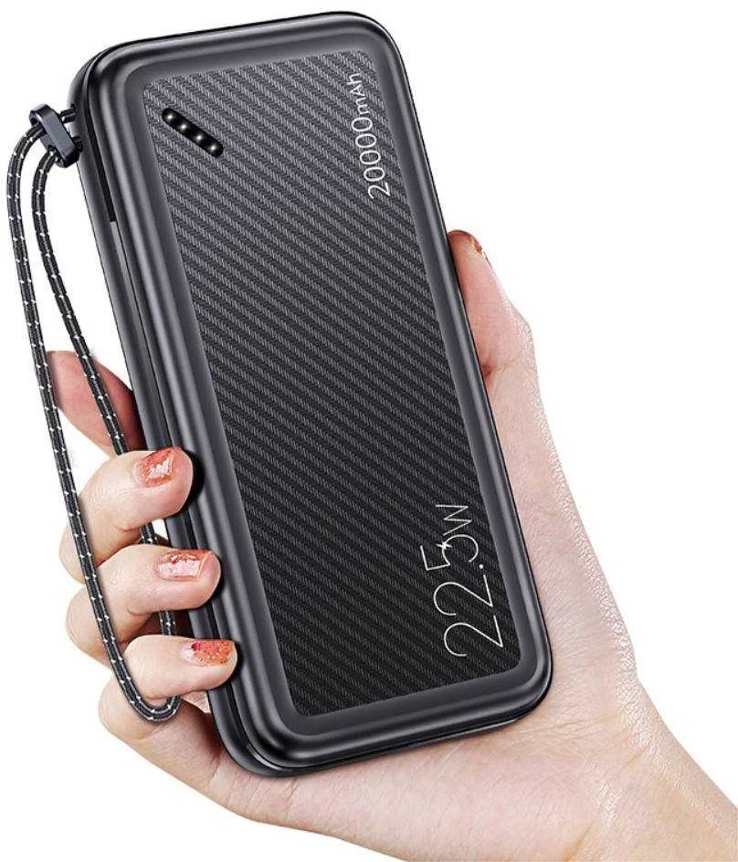 Powerbank 20000mAh PB60 22.5W 2xUSB QC3.0 + USB-C PD3.0 + Micro USB External Baterija Fast Charge Usams US-CD168 juodos spalvos