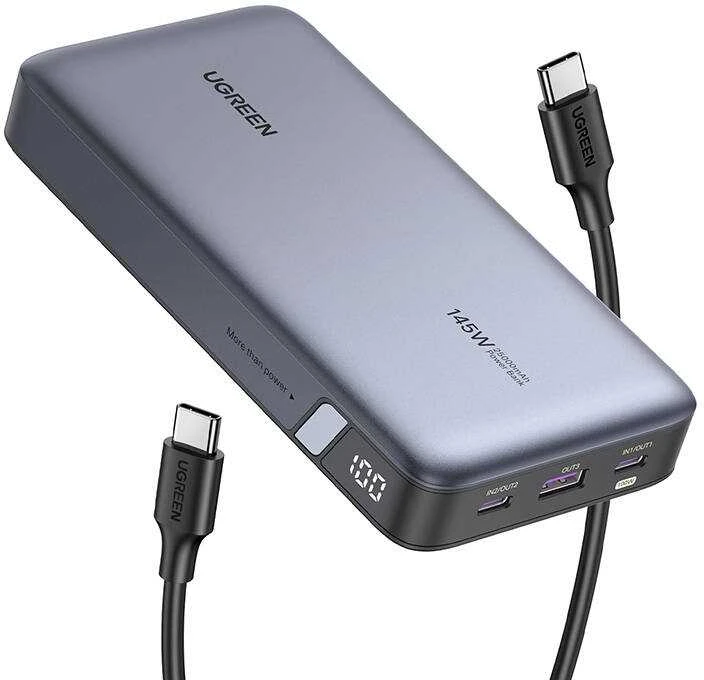 Nešiojamas įkroviklis UGREEN Powerbank 145W nešiojamajam kompiuteriui - 3 jungtys / 25000mAh