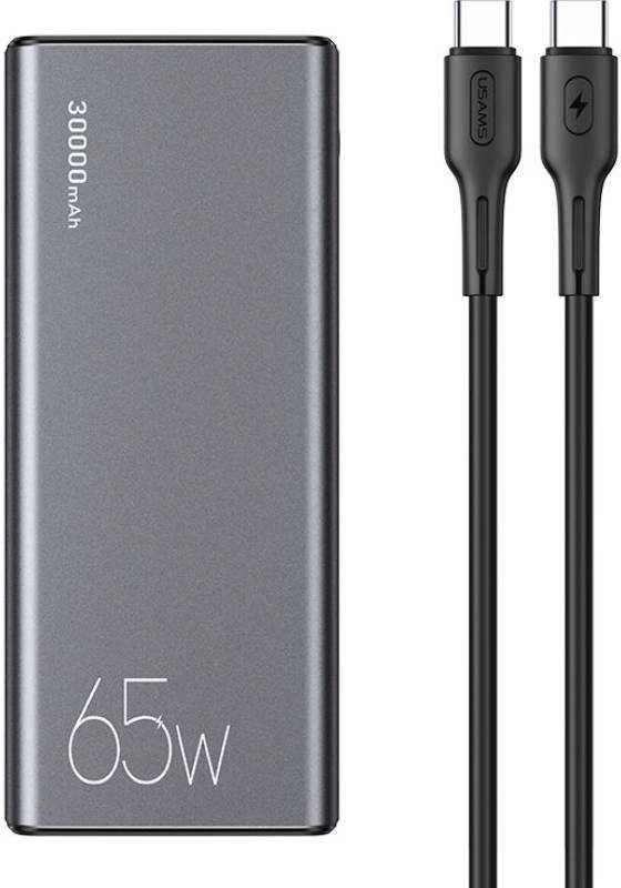 USAMS Powerbank PB59 30000mAh 65W 2xQC3.0 + PD Fast Charge juodos spalvos CMXLOGTC01 (US-CD165) + U cable