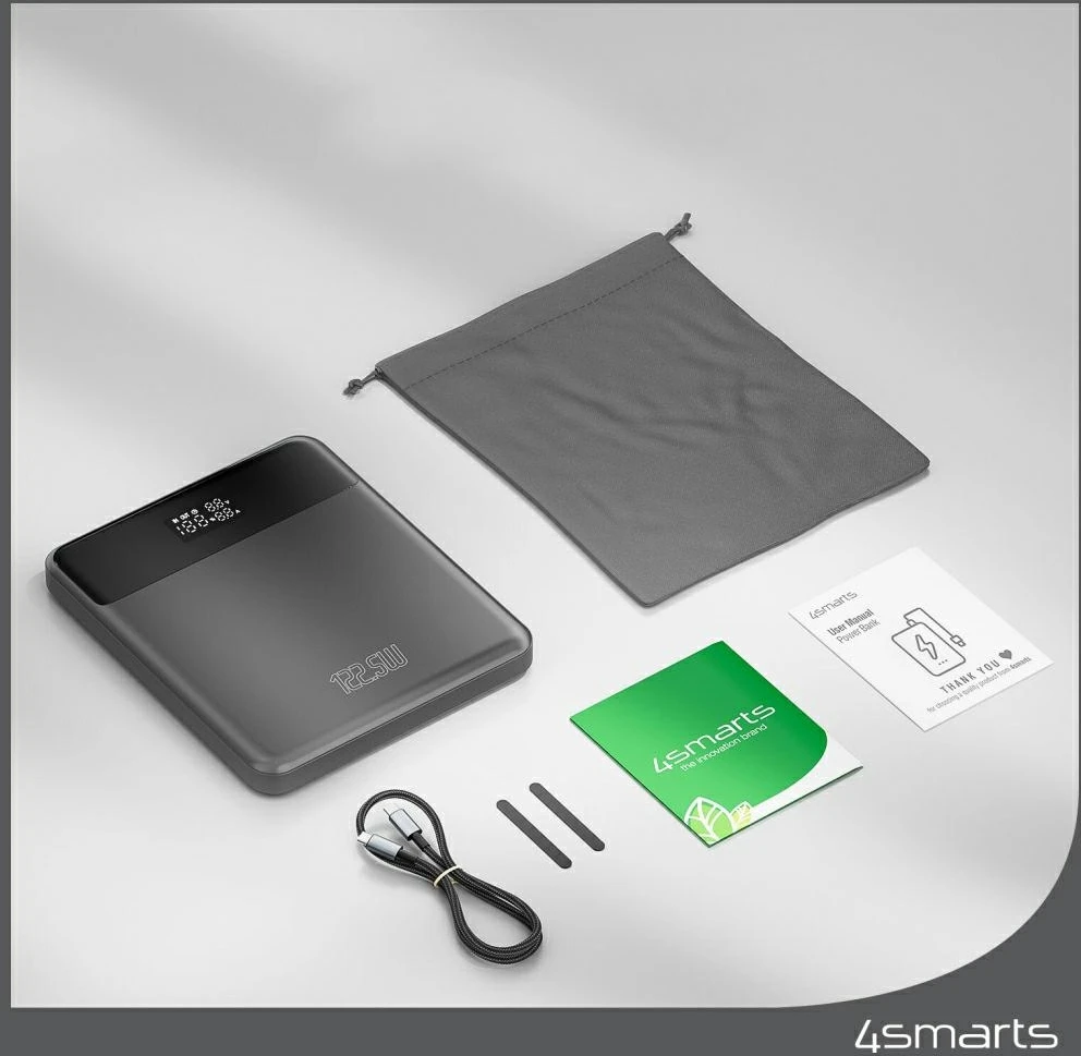 4Smarts Power Bank Enterprise Slim 20000mAh 122.5W, pilkas (pilkas)