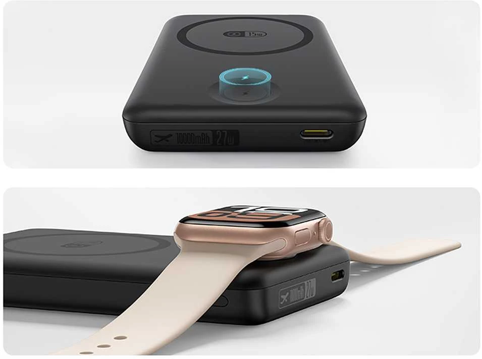 Powerbank Baseus EnerFill FT11 10000mAh 27W suderinamas su MagSafe, skirtas Apple Watch ir išmaniems telefonams USB-C 20V/3A 30 cm - juodos spalvos
