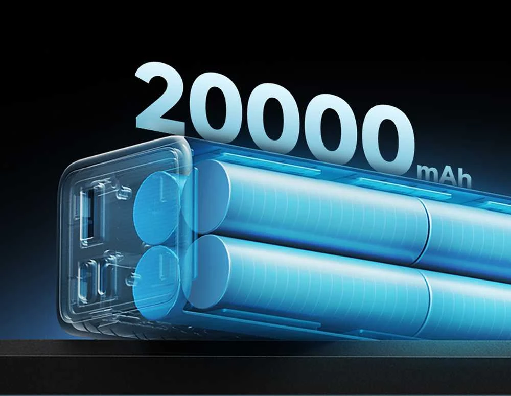 Išorinė baterija Cuktech CUKP200XGLGR 100W 20000mAh 2 x USB-C 1 x USB-A – pilkos spalvos