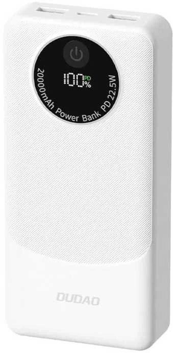 Powerbank Dudao K12 10000mAh PD22.5W USB-A, USB-C – baltos spalvos