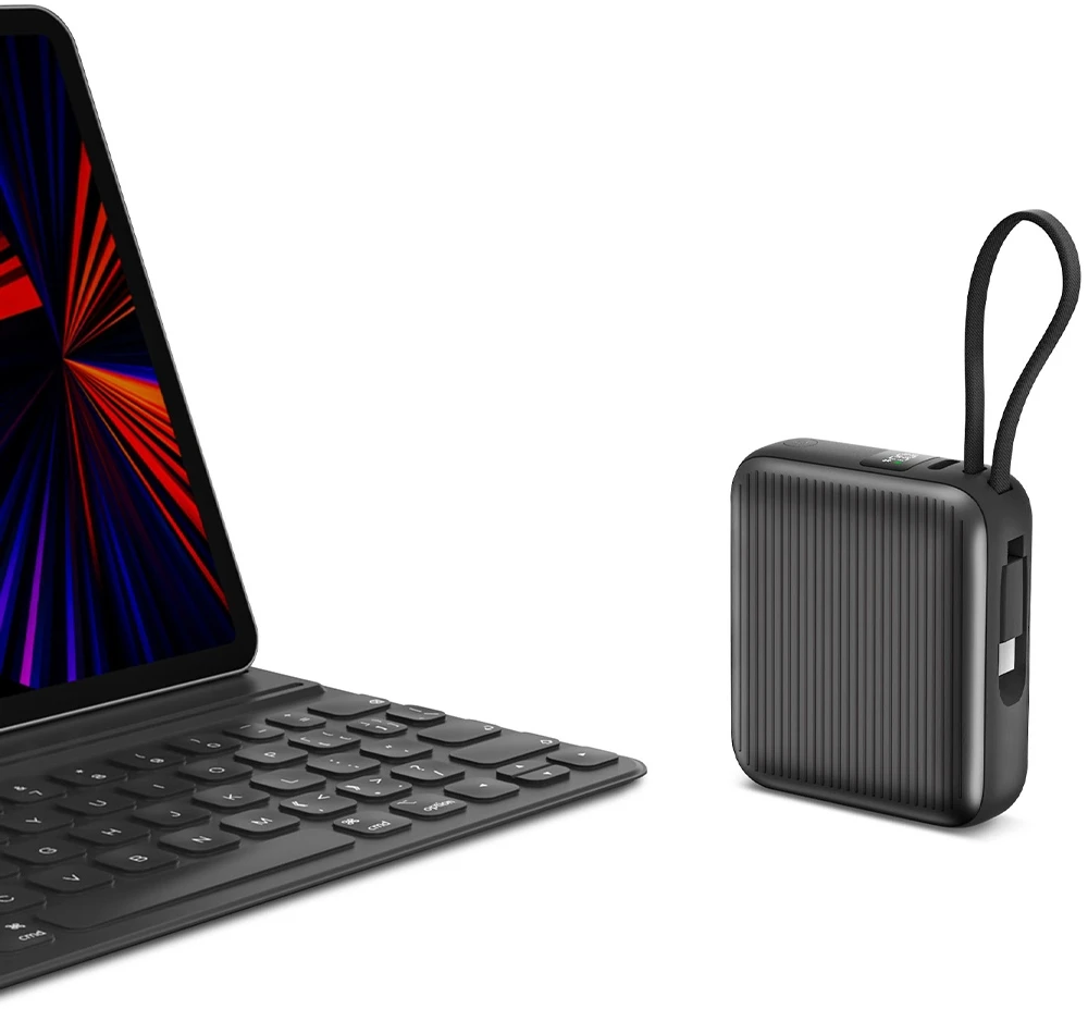 PowerBank Energea Integra Mini 35 10000mAh cableUSB-C PD35W pilkos spalvos