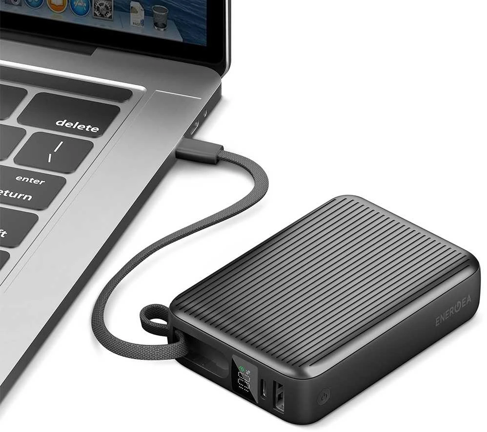 PowerBank Energea Integra Ultra 45 20000mAh cable USB-C PD45W pilkos spalvos