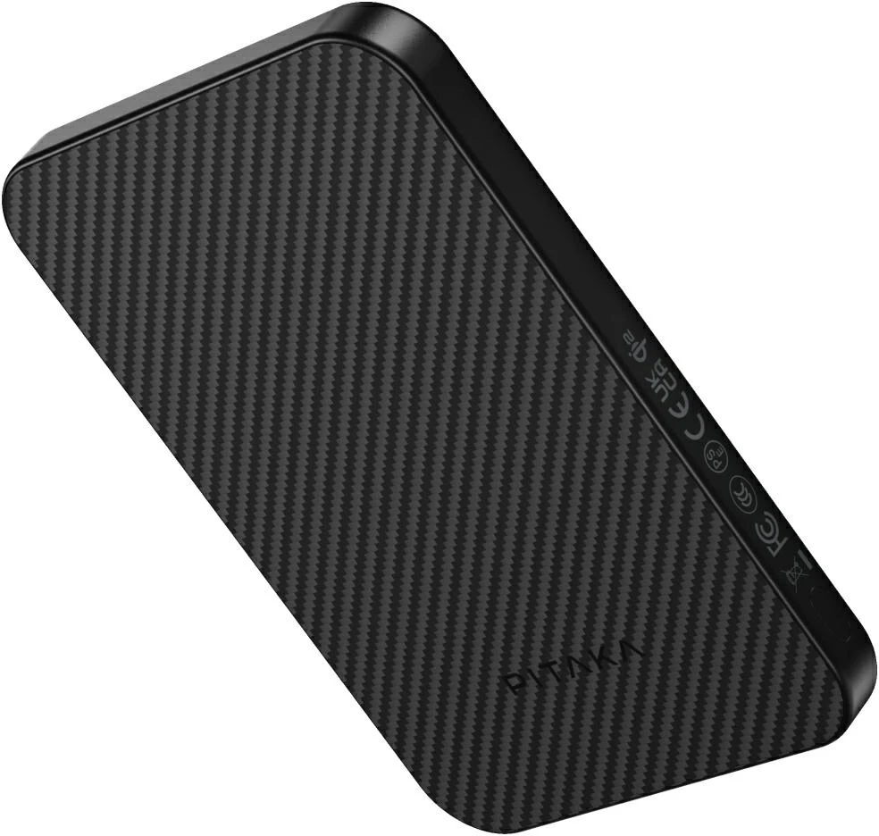 Powerbank PITAKA Aramid Fiber Qi2 MagSafe juodos spalvos-pilkos spalvos