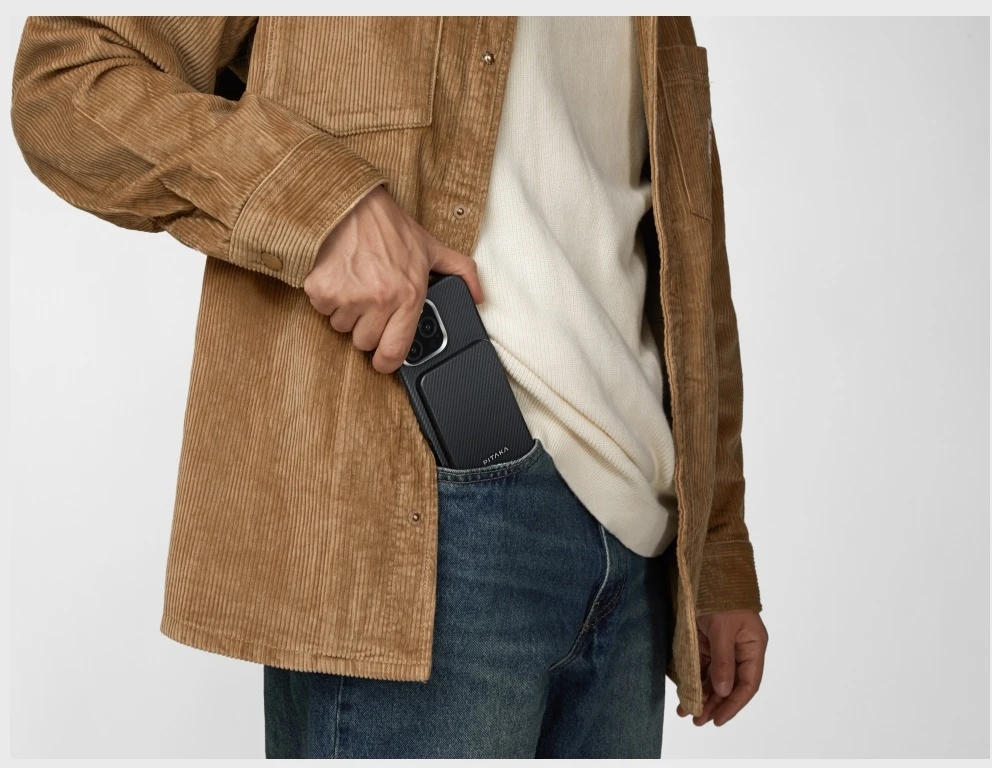 Powerbank PITAKA Aramid Fiber Qi2 MagSafe juodos spalvos-pilkos spalvos