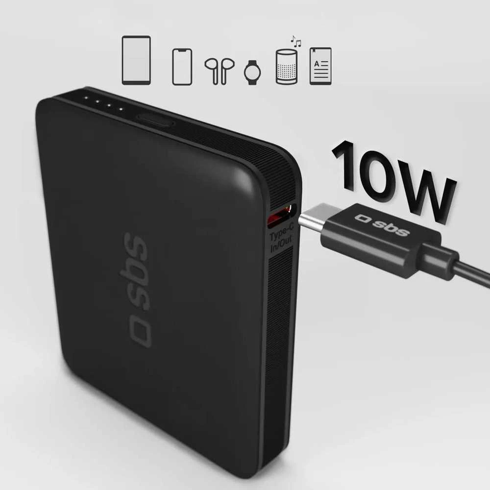 Powerbank SBS NanoTube 5000 mAh High-Density - juodos spalvos