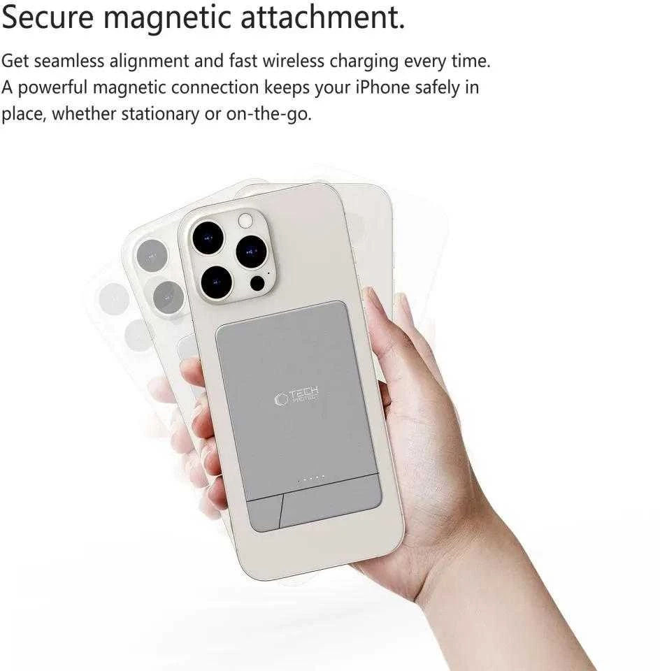 Powerbank Tech-Protect PB14 LifeMag MagSafe 5000 mAh - pilka