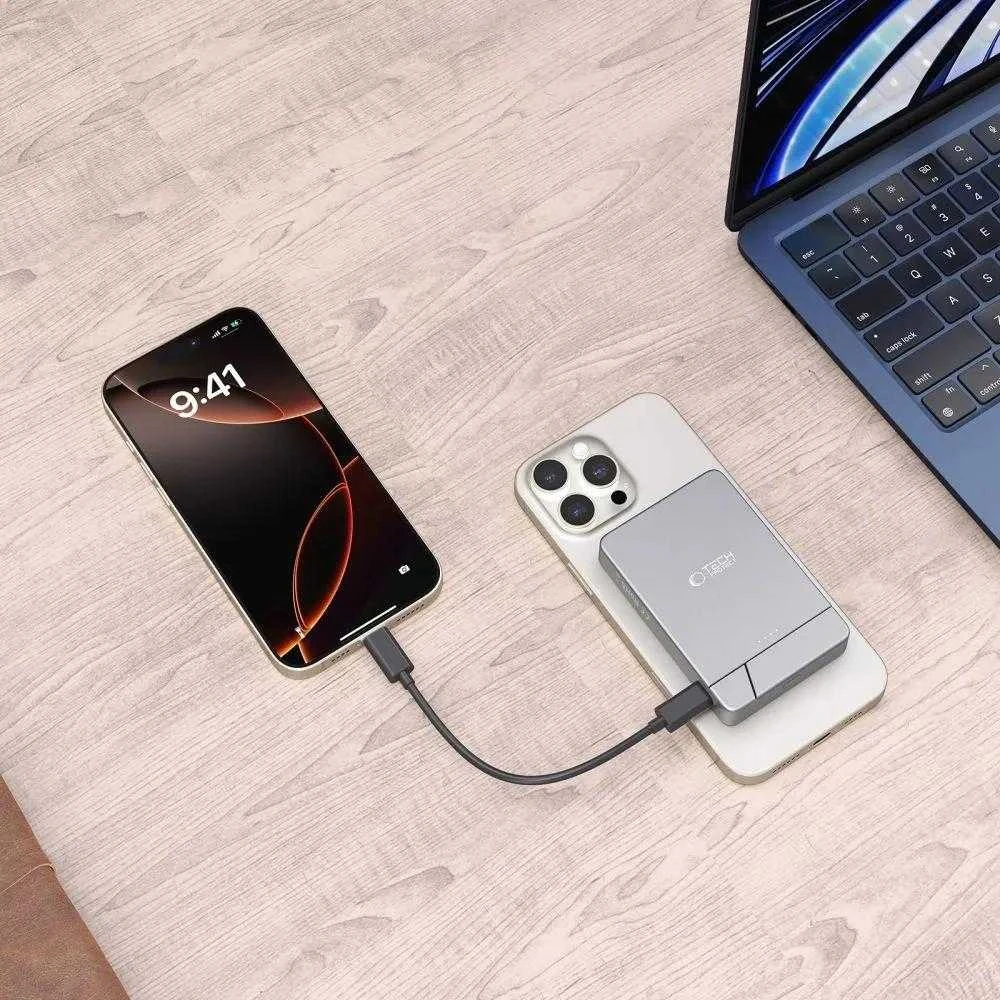 Powerbank Tech-Protect PB14 LifeMag MagSafe 5000 mAh - pilka