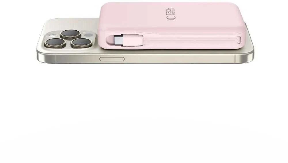Išorinė baterija „Tech-Protect PB31 LifeMag MagSafe 10000 mAh“ – rožinė