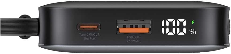 Powerbank USAMS XR Series CD228 10000mAh 20W + USB-C/Lightning cable juodos spalvos