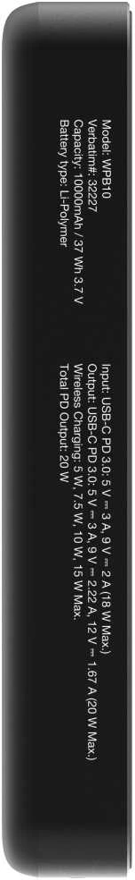 Powerbank Verbatim Charge n Go Essentials 10000mAh Magnetic Wireless juodos spalvos 32227
