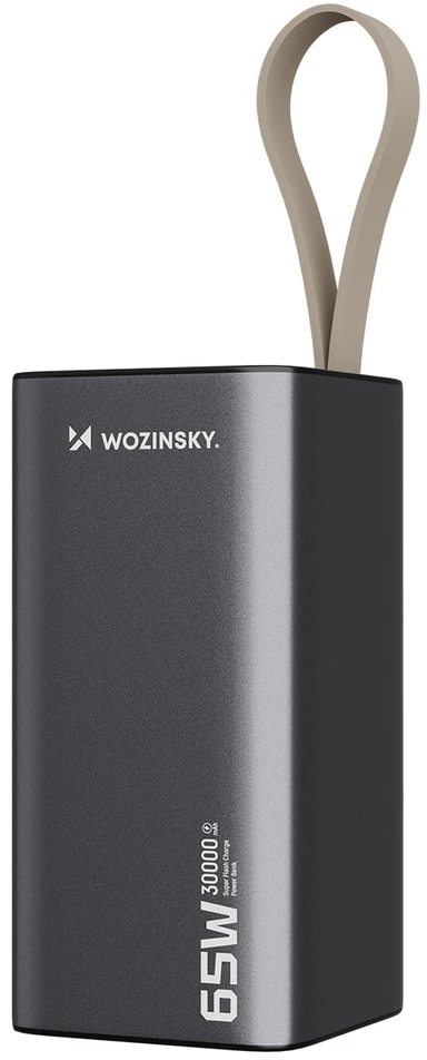 Powerbank Wozinsky K65+ 65W 30000mAh 2x USB-C, 1x USB-A 65W – pilka