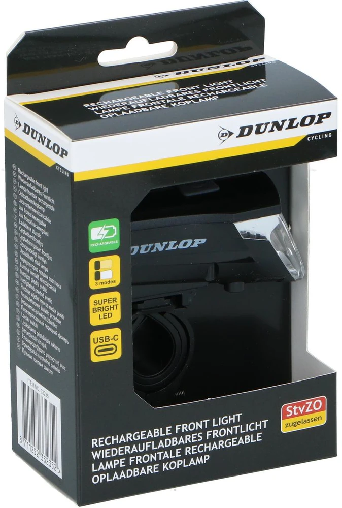 Dunlop Priekinis LED dviratininko žibintas USB-C