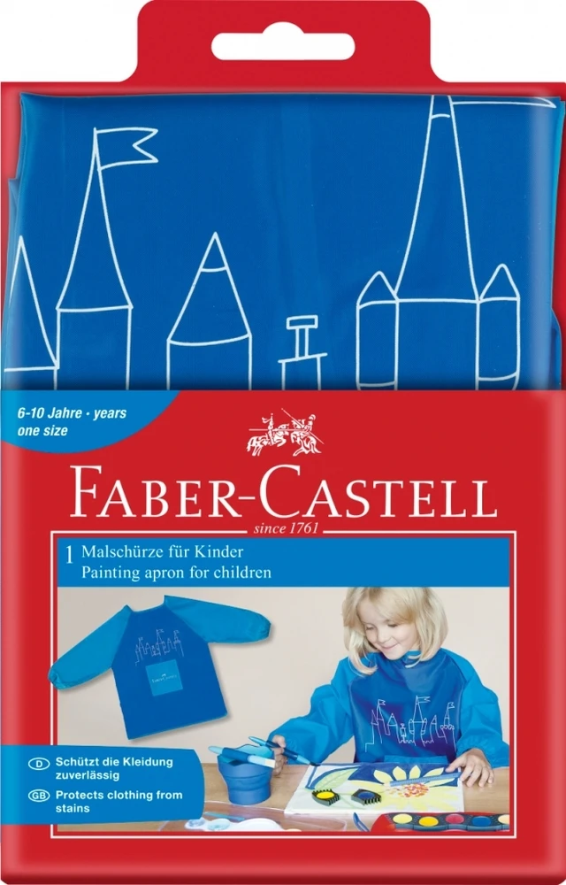 Prijuostė Faber-Castell su rankovėmis, berniukams, mėlynos spalvos